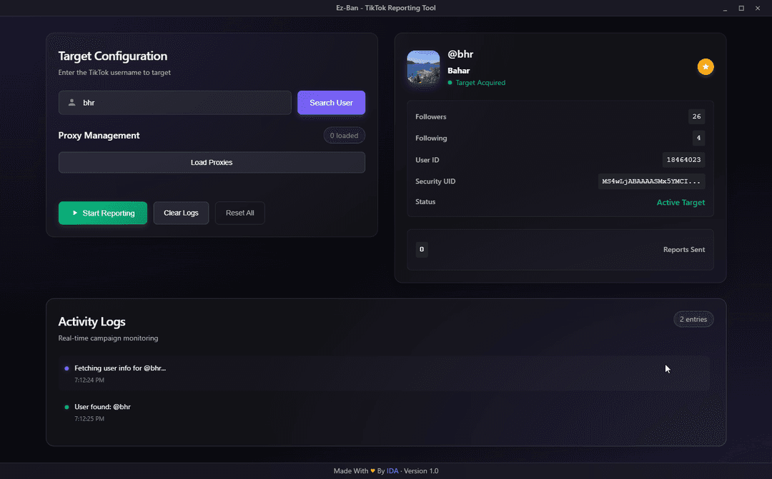 Ez-Ban Tool project screenshot showing the application interface and features